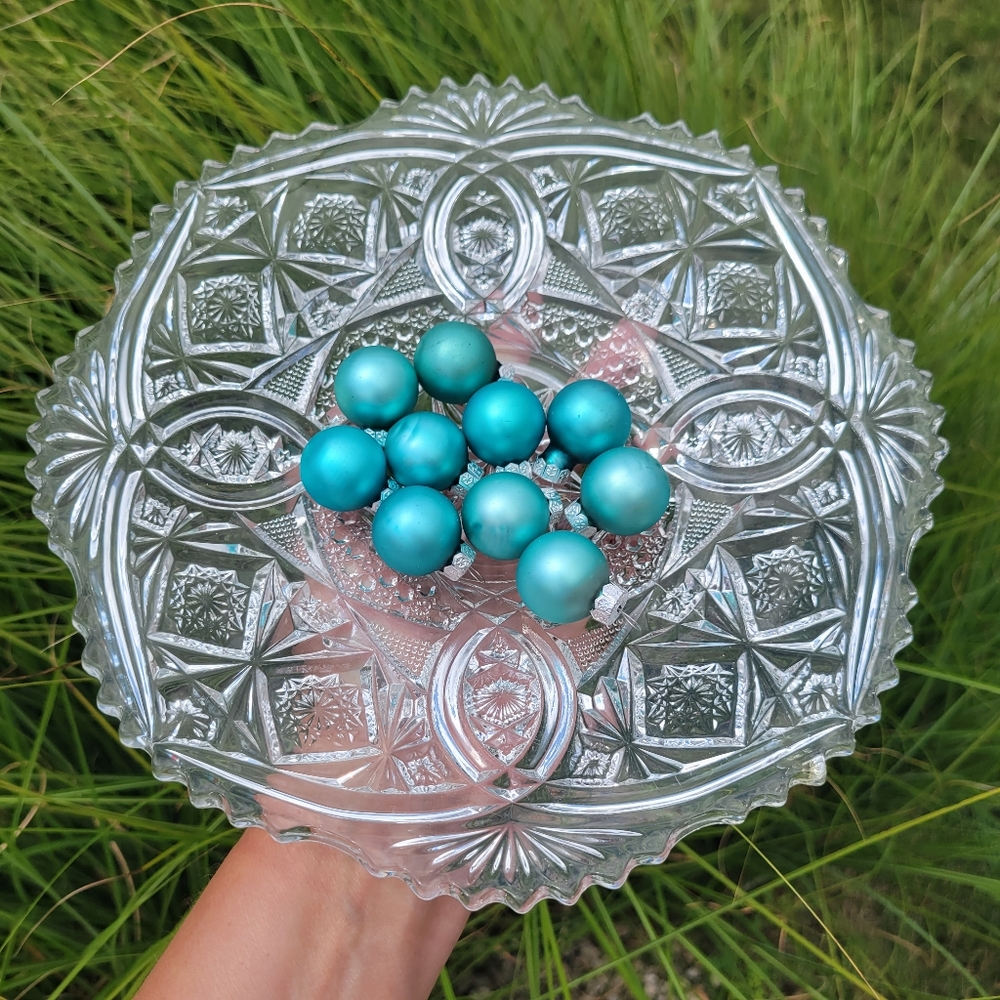 Vintage Depression Cut Glass Serving Platter Tray ~ Hors d'oeuvres ~ Parties